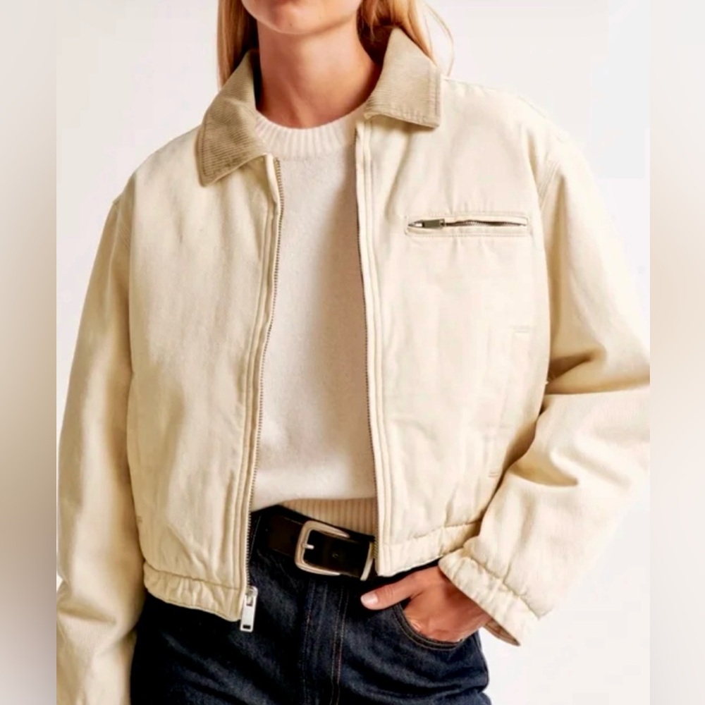 Abercrombie & Fitch Women's Beige Bomber Jacket - Picture 6 of 6
